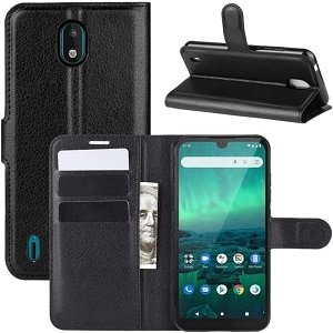 Nokia 1.3 Genuine Wallet Leather Flip Stand Case Cover (Black) Nokia 1.3 Genuine Wallet Leather Flip Stand Case Cover (Black)